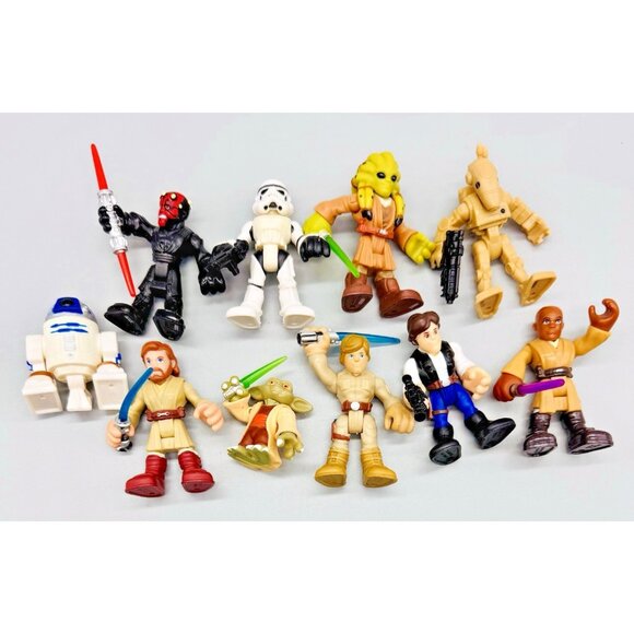 Imaginext Galactic Heroes Star Wars R2D2 Yoda Darth Maul Kit Fisto Lot of 10 - Picture 1 of 9